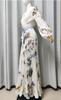 Elegant European Long Sleeve Printed V-Neck Mid-Length Vacation Dress 2025