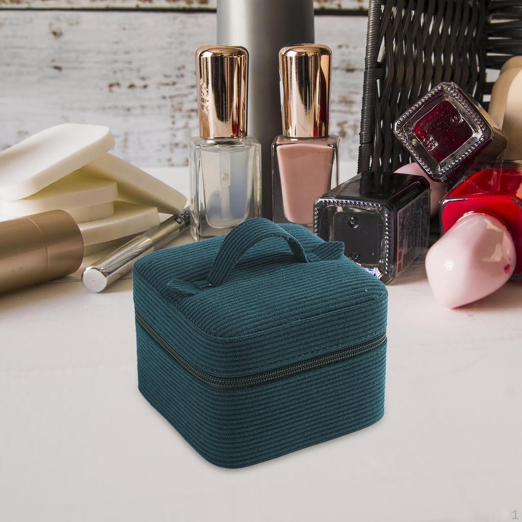 Corduroy Jewelry Box Organizer Container Desktop Gift Zipper Display Case for Bangles Dresser Women