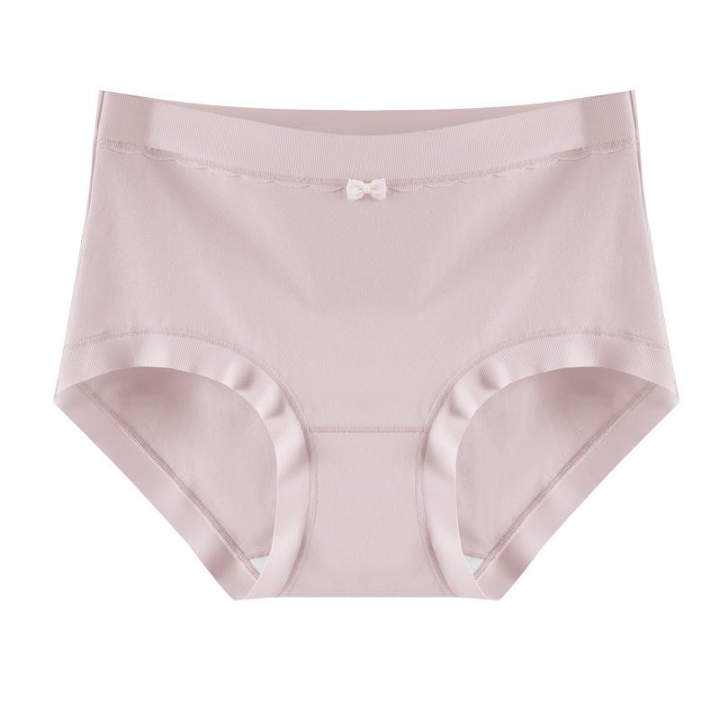 Women's Mid-Waist Breathable Cotton Underwear with Mulberry Silk Crotch and Antibacterial Seamless Design