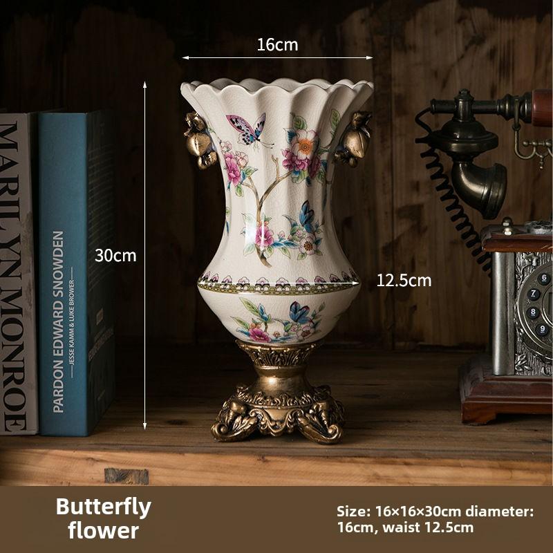 Porzellanvase Retro Blau-Weiß-Porzellan Europäische Wohnzimmerdekoration Blumenarrangement Leichter Luxus Chinesische Dekoration