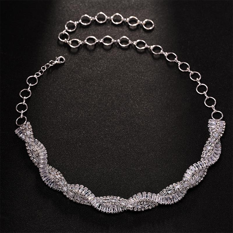 Trendy Cross Neck Chain Design Sense Rhinestone Necklace Banquet Shiny Accessories Female Necklace