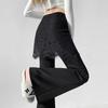 Lace Patchwork Two-Piece Look Micro-Flare Pants for Women - Black High-Waisted Slimming Body-Shaping Trousers, Spring 2026 Arrival