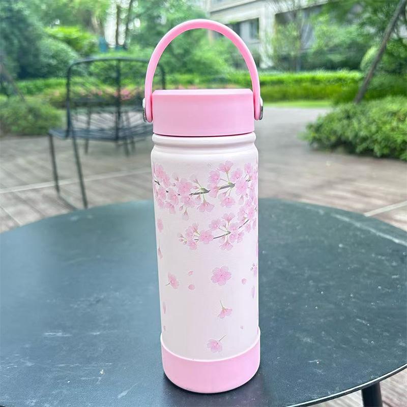 Insulated Water Bottle Floral Printed Stainless Steel Leak Proof Reusable for Office Women Girls Daily Drinking