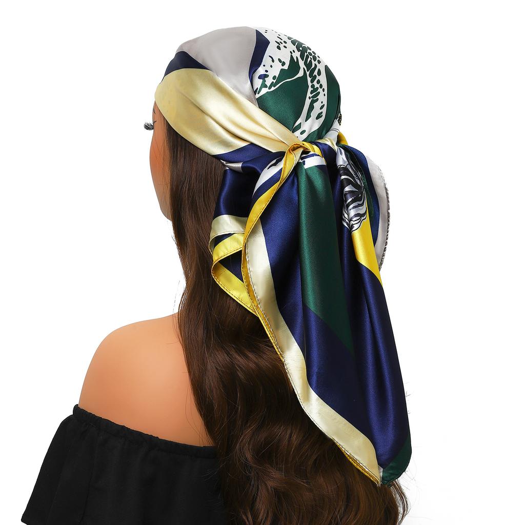 Silk Scarves Women Luxury Brand Summer Fashion Designer Head/Hair Scarf 90*90cm Hijab Bandana Cheveux Foulard Femme 90X90CM