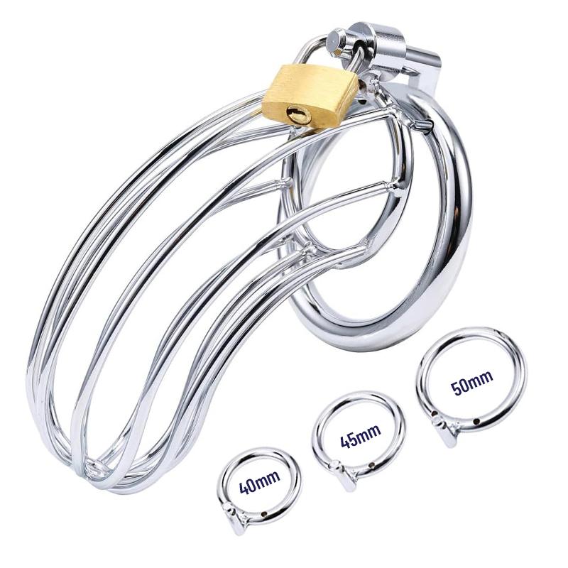 BDSM Sex Toys Men Stainless Steel Metal Urethra Chastity Lock Penis Bondage Adult Chastity Cage Cock Restriction Abstainer Toy