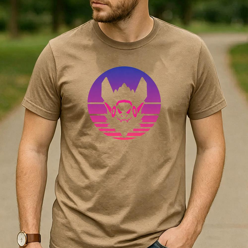 Vintage Sunset Gradient Protogen Furry Robot Head Unisex TShirt Cotton Short Sleeve Neon Futurism Fursona Casual Graphic Tees