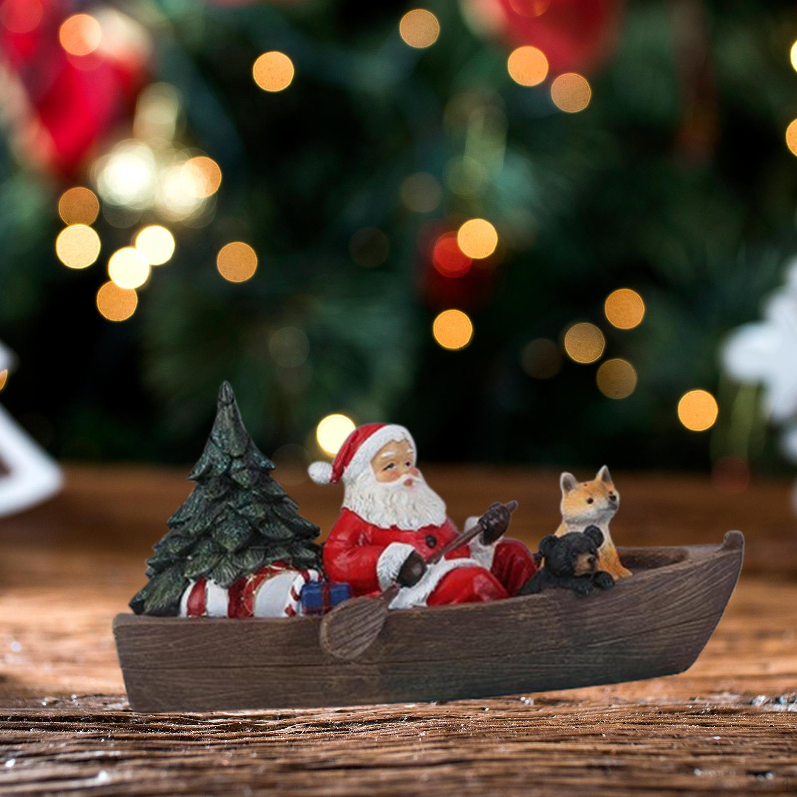 

Новогоднее украшение из смолы, настольная фигурка-украшение, скульптура Санты для подарка Rowing a boat