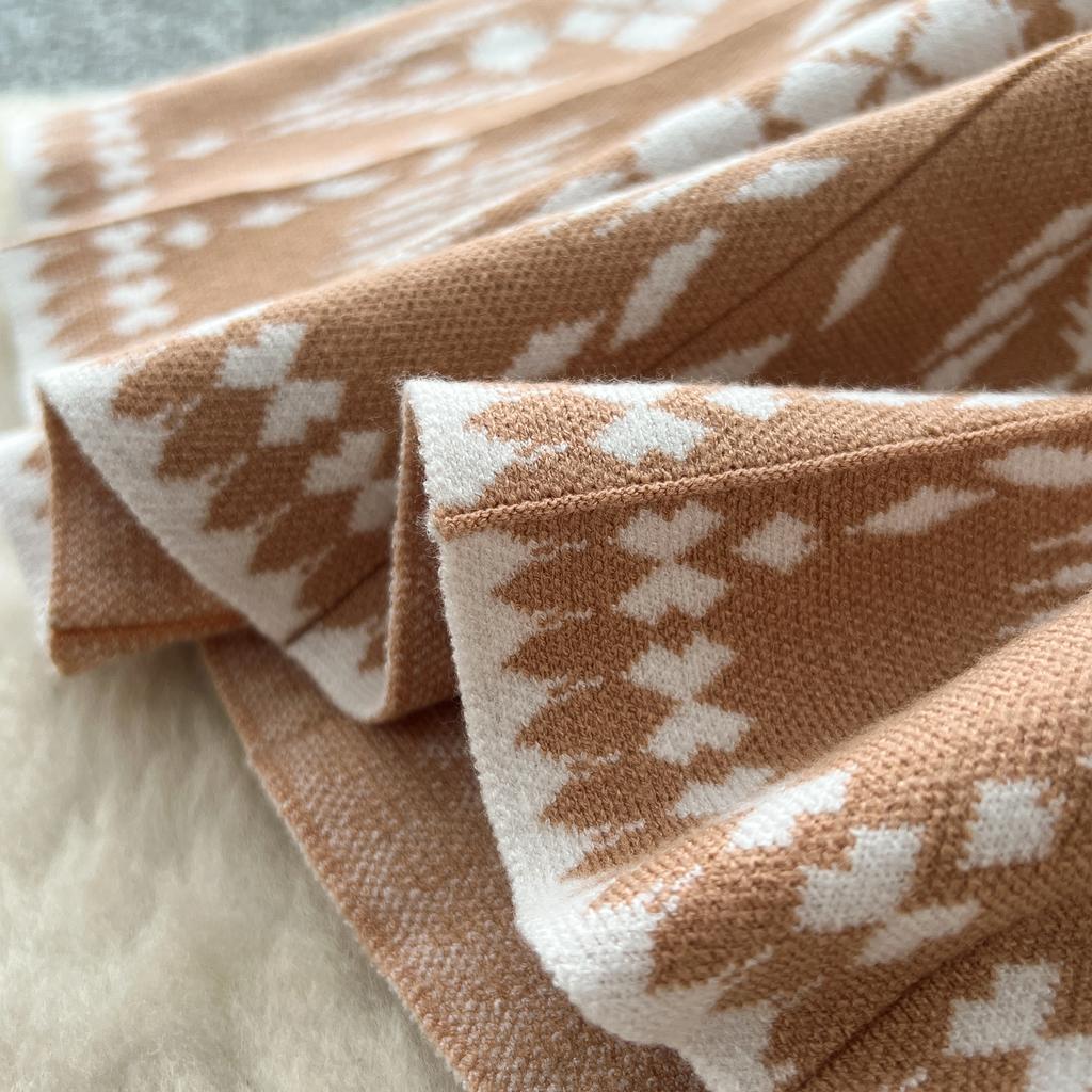 Mode Druck Strickwaren Pulloverkleid Damen Diamanten O-Ausschnitt Elastisches Slim Design 2025 Herbst Warm Französisch OL Lange Kleider