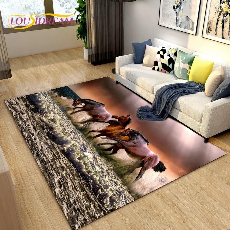 3D Animal Pentium Horse Area Rug,Carpet Rug for Living Room Children's Room Decoration,Kids Play Crawling Non-slip Floor Mat