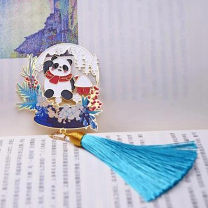 Kawaii Panda Bookmarks Cute Animal Metal Bookmark Tab for Books Stationery Book Marks Gift for Teacher School Office Supplies