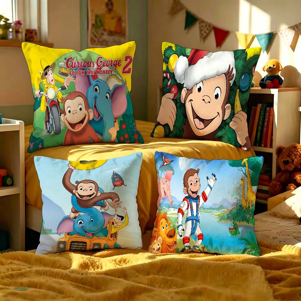 Curious G-George Cartoon Lucky Dragon Pillow Cover Sofa Cushion Cover Home Room Decoration Children Gift