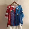 Womens Crew Neck Loose Fit Pullover T Shirt Top with Star Print Mid Sleeve Comfortable Casual Style for Daily Wear