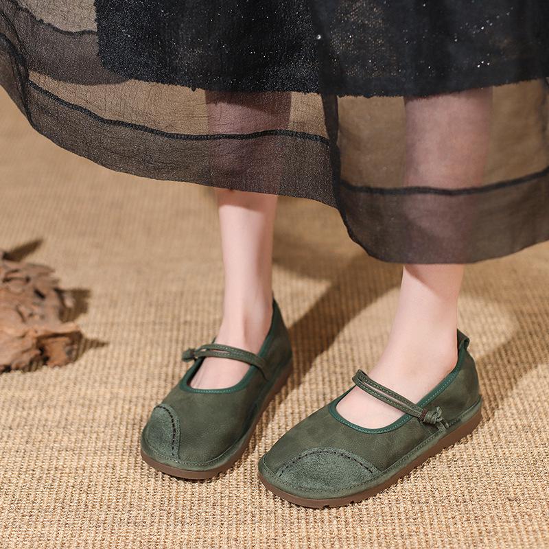 

Модные ретро туфли Мэри Джейн на плоской подошве для женщин Модные лоскутные туфли с мелким вырезом Повседневные балетки больших размеров для дам Весенне-осенние лоферы из мягкой кожи 35 зелёный