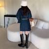 Retro Plus Size Denim Suspender Skirt: Age-Reducing, Waist-Slimming Autumn/Winter Dress for Women