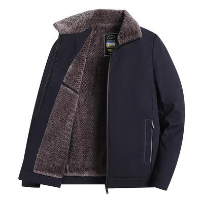 Herbst und Winter Neuer Stil Samt Verdickter Revers Mittelalterliche und Ältere Jacken Herren Freizeitjacken Papa Kleidung Warme Herrenjacken