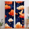 2 Pezzi Tende Oscuranti Stile Classico, Cielo Notturno Acquerello Blu Scuro con Stelle, Tende in Poliestere per Camera da Letto Bambini Bagno