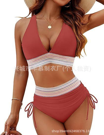 New swimsuit women's split sexy bikini high waist belly cover neck tight explosion