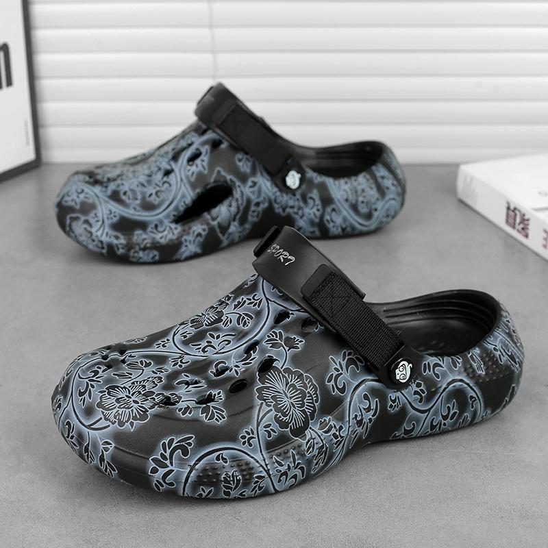 

Модные мужские тапочки, уличные сандалии, пляжные клоги, удобные мягкие шлепанцы, комнатная обувь для воды, мужские уличные сандалии большого размера 42-43 чёрный