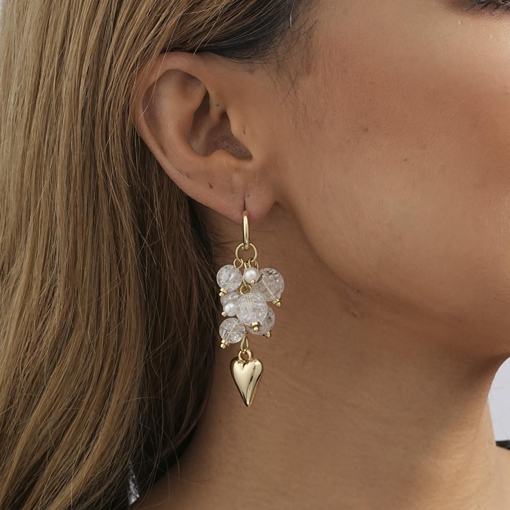Heart Modern Geometric Earrings 2023 Trendy Gold Plated Hoops Women For