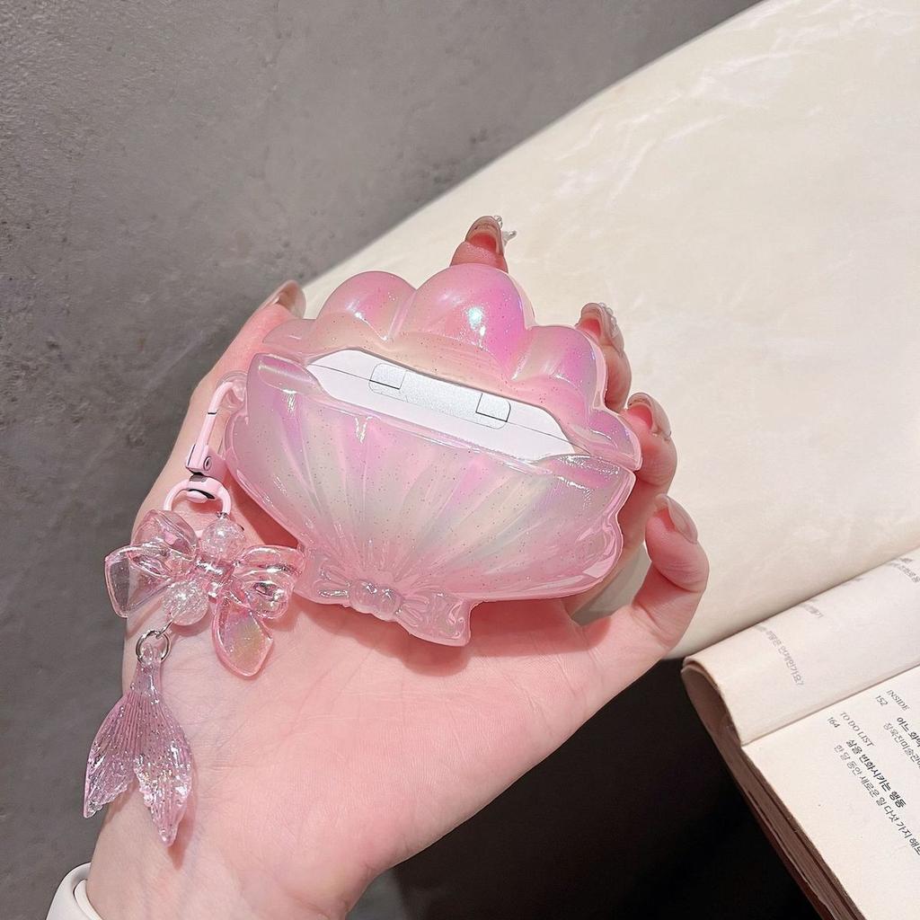 Conch Glitter Cowry Case for Apple AirPods 4 Earphone Protective Case for AirPods Pro 3 2 Charging Cover for AirPods 3 2 1