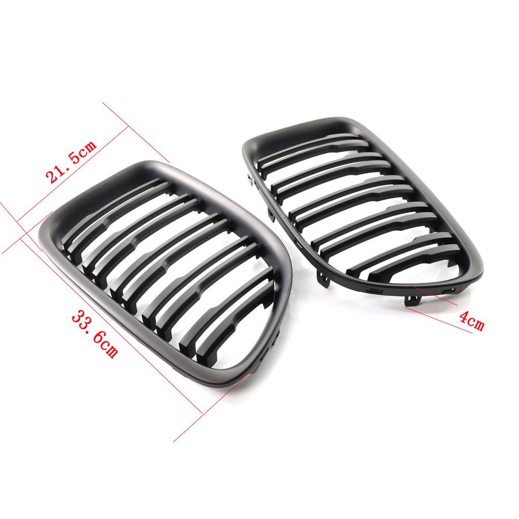 1 Pair Matte Black Car Front Bumper Double Slat Kidney Grille Sport Grills Replacement For BMW X1 E84 SDrive XDrive