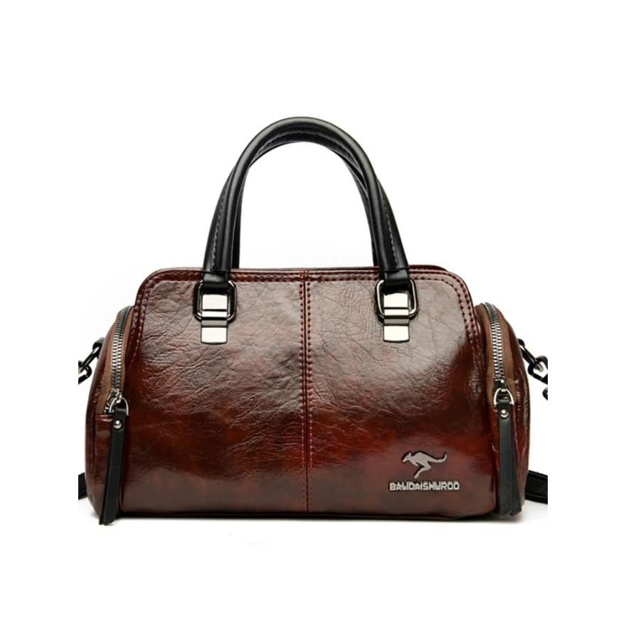 

Французская ретро сумка-цилиндр Мужская и женская Унисекс Цветной блок Одноплечевая сумка через плечо Мягкая кожа Большая вместимость Ком