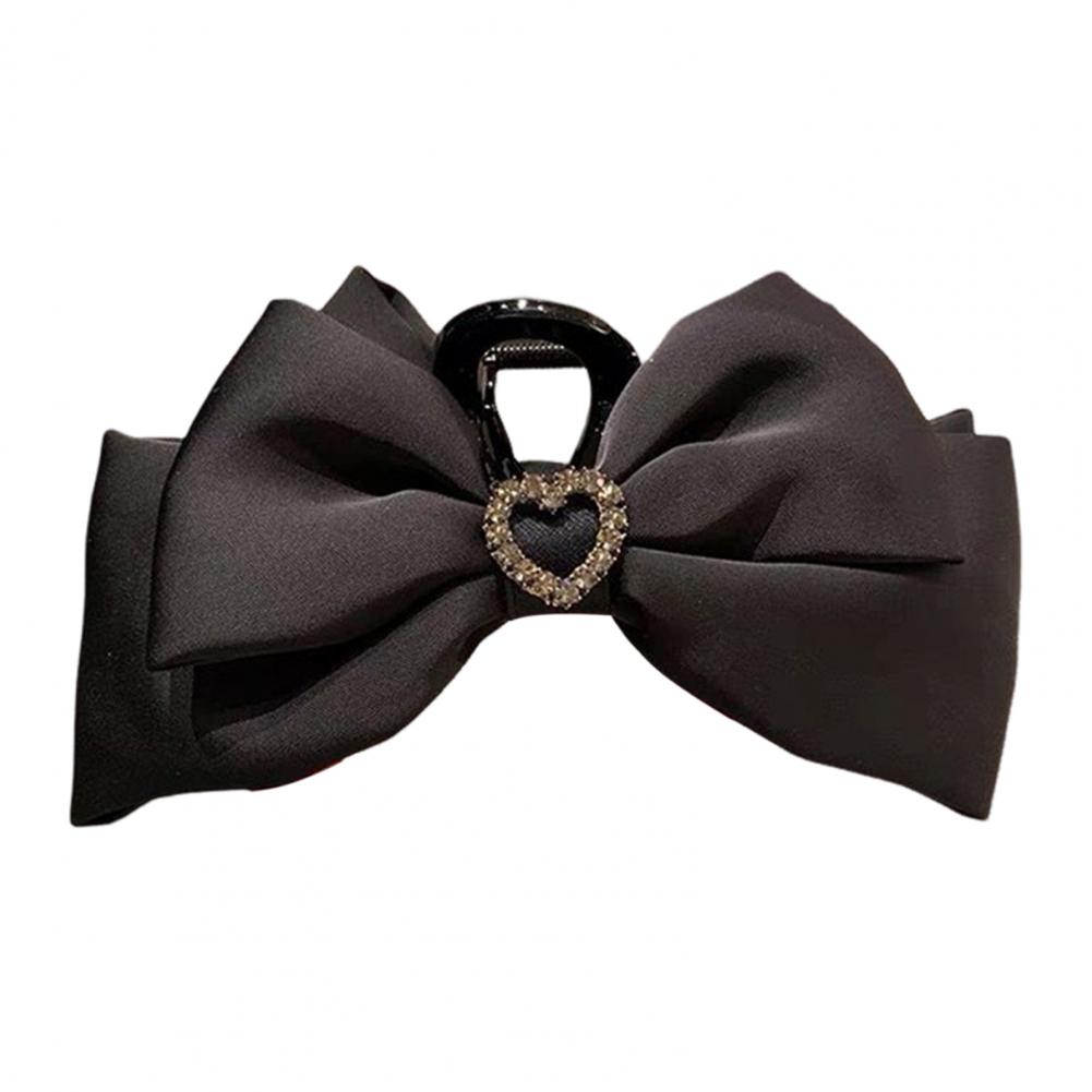 Women Hair Claw Shining Heart Rhinestones Bowknot Decor Hair Clip Back Head Shark Clip Hair Accessories