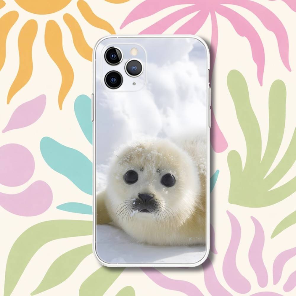 Cute S-Seal Seals Animal Transparent Phone Case For iPhone 17,13,15,12,11,14,16 Pro Max Mini 7,8 Plus SE4,17E Air Cover Fundas
