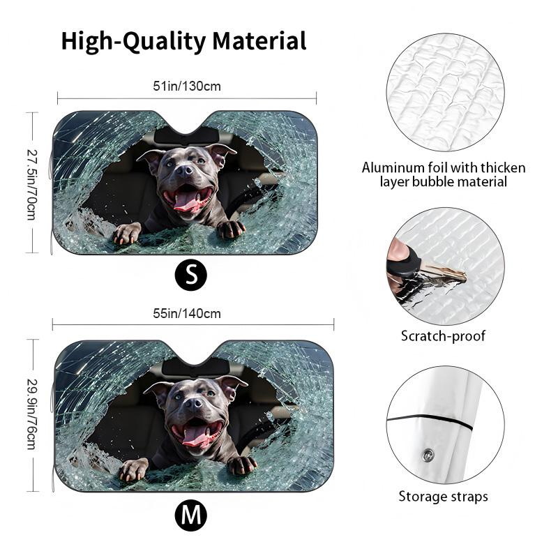 1Pcs Playful Dog Pattern Windshield Sunshade UV Rays Heat Blocker Keeps Vehicle Cool Unique Design Fit Sedans SUVs Trucks RVs