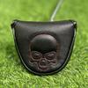 Golf Mallet Putter Cover Magnetic Closure Faux Leather Club Headcover with Skull Pattern for Woods Driver Fairway Hybrid