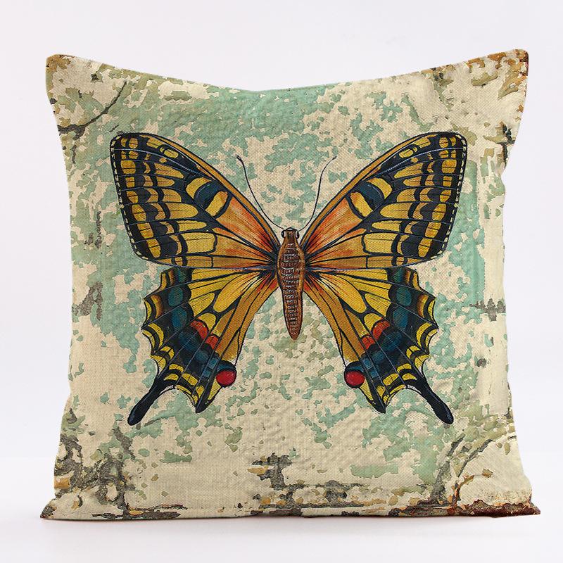 Retro Butterfly Pattern Throw Pillow Cover With Short Plush Print For Living Room Sofa Decoration Cushion Cover Pillow Covers