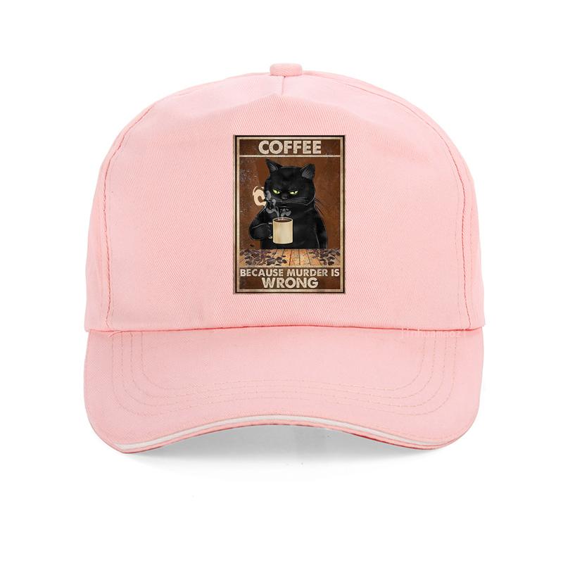 Kaffee, weil Mord falsch ist, schwarze Katze trinkt Kaffee, lustige Baseballkappe, Unisex, verstellbar, Sommer-Visier, Hip-Hop-Snapback-Mütze