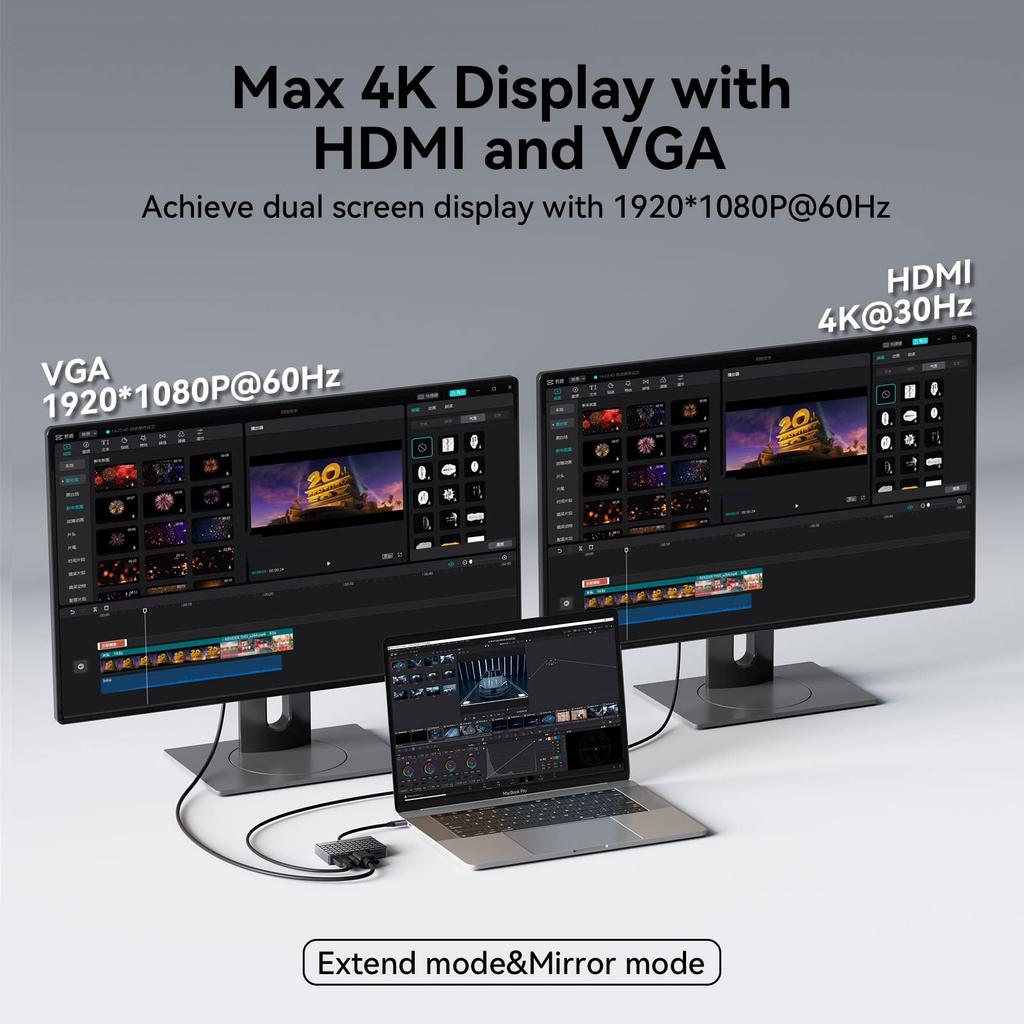 Yottamaster USB Hub with HDMI 100W PD Fast USB to Card Read to HDMI Hub for MacBook MacBook iPad and Other Laptops and Tablets 4K@30Hz, Charging, 3.0