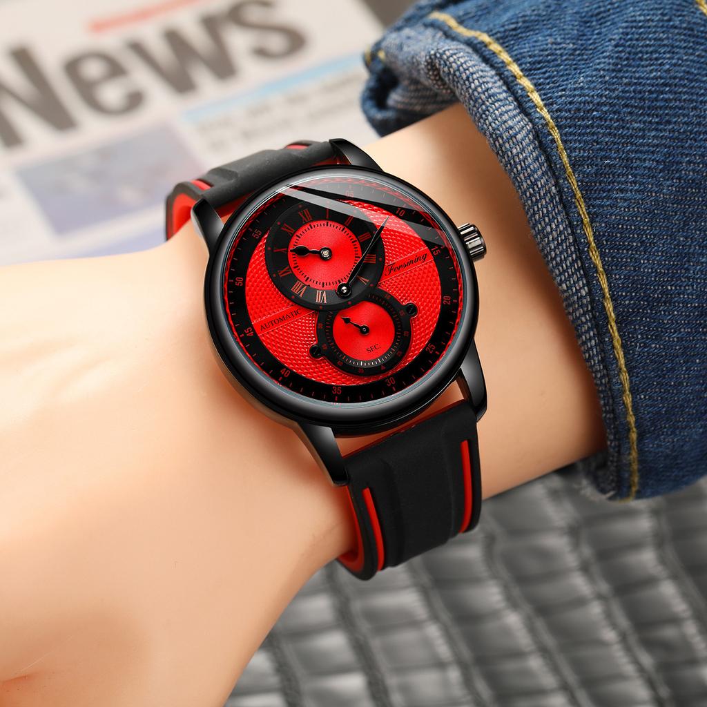 Forsining Herren Sport Rennzifferblatt Mechanische Uhr Mode Automatische Mechanische Uhr