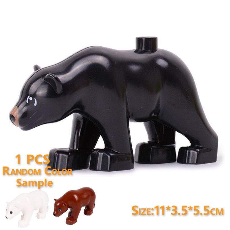 1Pcs Big Block Building Classic Animal Paradise Pets Wildlife Rabbit Lion Bear Compatible Duplo Bricks Set Supplement Children