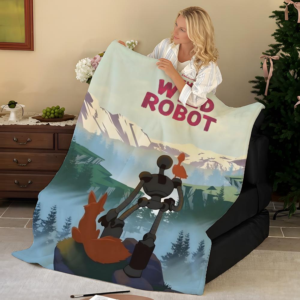 Movie T-The W-Wild R-Robot Throw Flannel Blanket, Soft Warm, Durable & Washable cute Cool