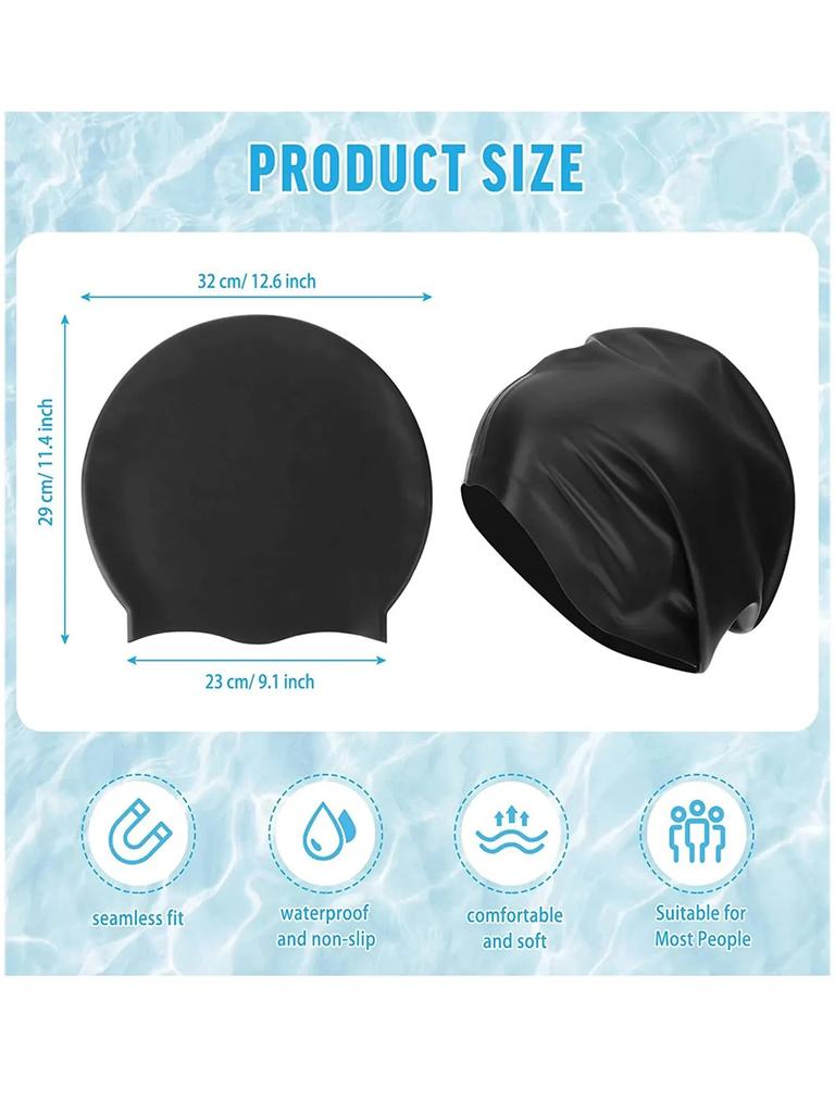 1pcs Long Hair Oversized Swimming Cap, Waterproof Silicone Swimming Cap Suitable for Women, Men, Braids, Braids, Afros
