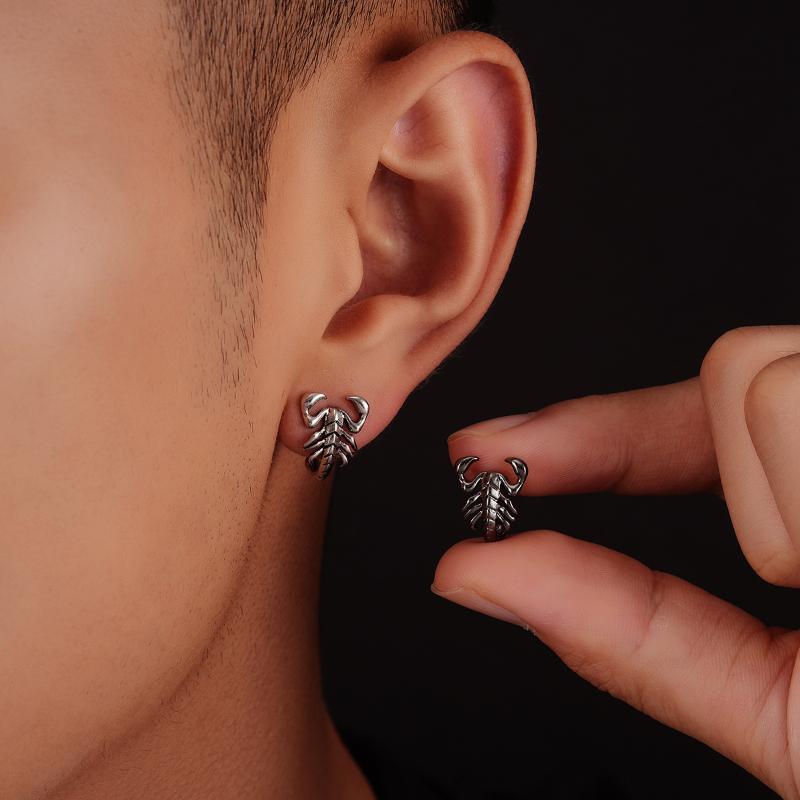 Retro Personality Scorpion Hip-Hop Style Silver Creative Temperament Animal Man And Woman Stud Earrings