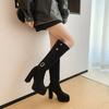 High-heeled boots 2025 autumn and winter new small waterproof table suede thick-heeled fashion boots women's thin Martin boots