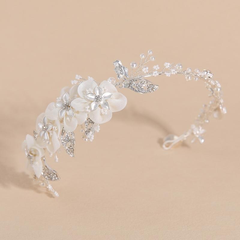 Elegant Asymmetric Snowflake Bridal Tiaras Made Of Copper Alloy With Simulated Pearls For Special Occasions