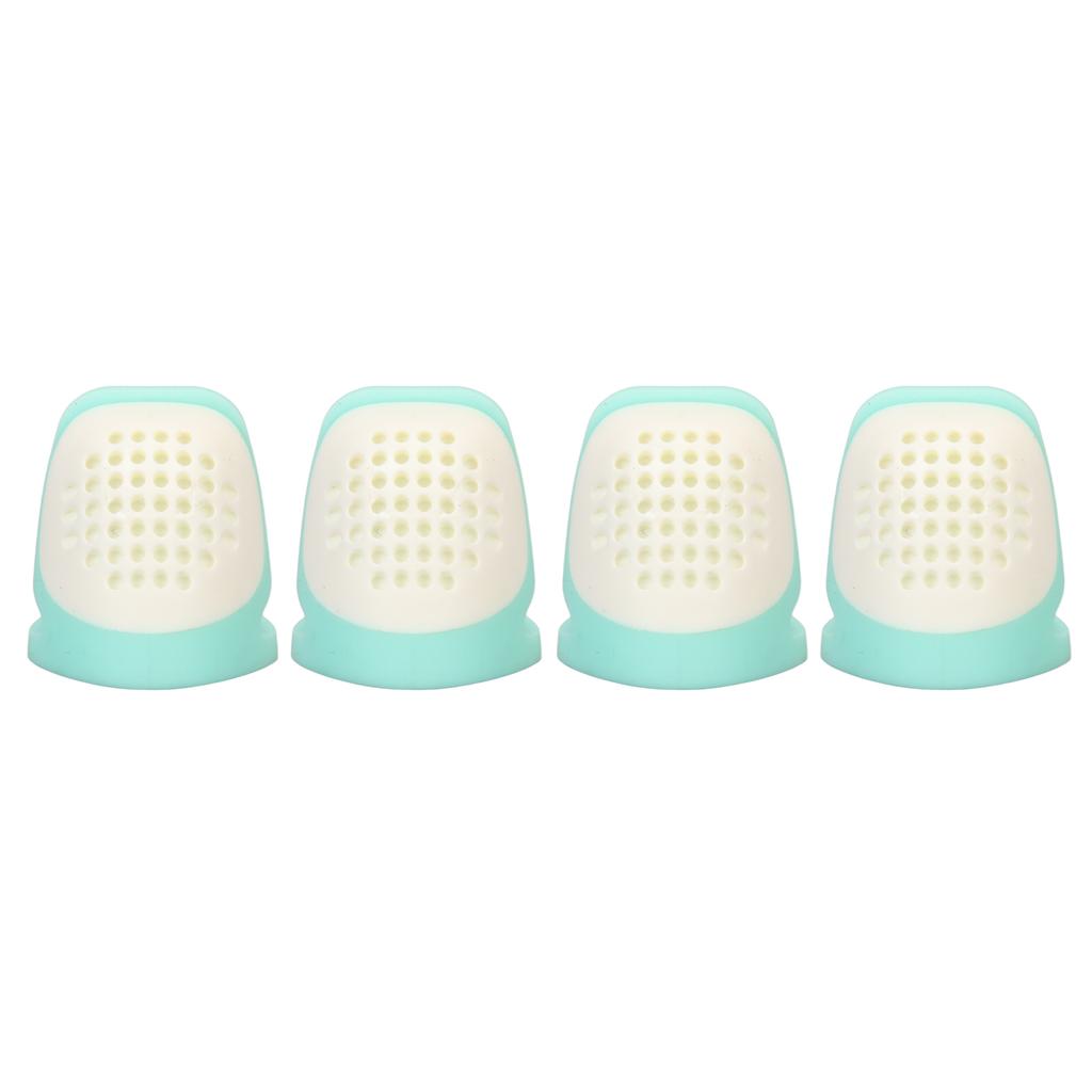 4Pcs Sewing Thimble Green White Open Top Reusable Portable Durable Silicone Fingerstall for Sewing