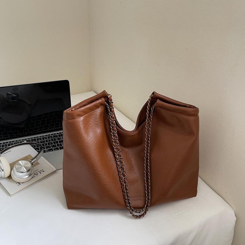 Korean version of niche simple bag women's 2025 autumn new trendy shoulder bag high value large capacity tote bag