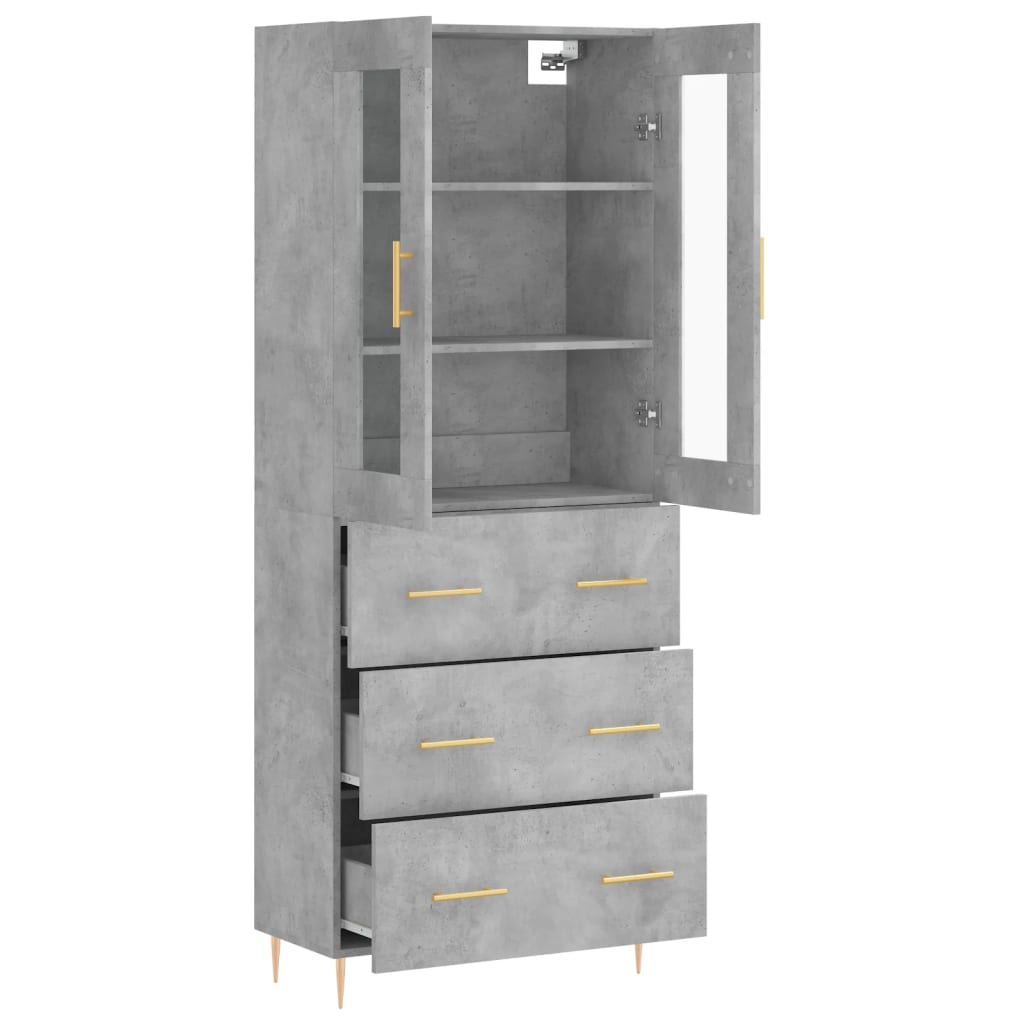 Highboard Concrete Grey 69.5 X 34 X 180 Cm Particleboard