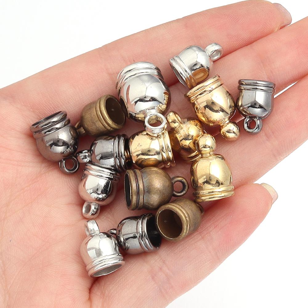 30-100pcs/lot CCB Tassel Beads Caps KC Gold Leather Rope End Tip Caps Beads For DIY Charms Bracelet Necklace Jewelry Accessories