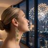 Elegant Happy New Year Earrings Acrylic Glitter Long Drop Earrings Xmas Stud Earrings  Travel
