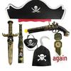 Pirate Captain Costume Set: Halloween Props, Toys & Cosplay Gear with Eye Patch, Hat, Gun, Sword & Hook for Kids and Adults