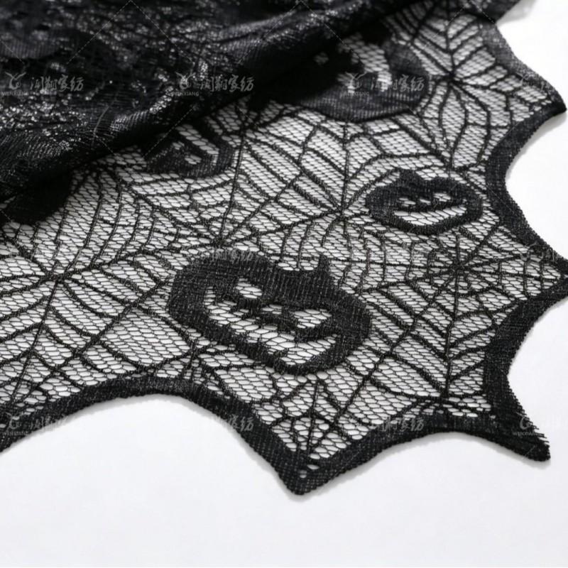 Halloween Lace Tablecloth With Pumpkin Skull Black Rectangular Decorative Table Cover Party Dining