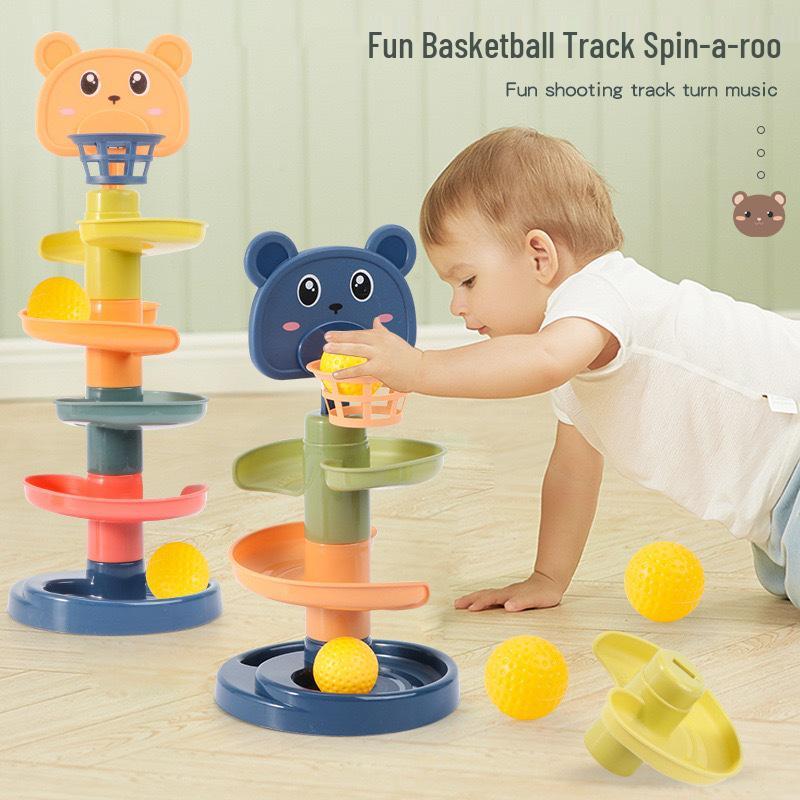 

Baby Basketball Track Educational Toy with Stacking and Spinning Balls for Early Learning (Ages 0-3)