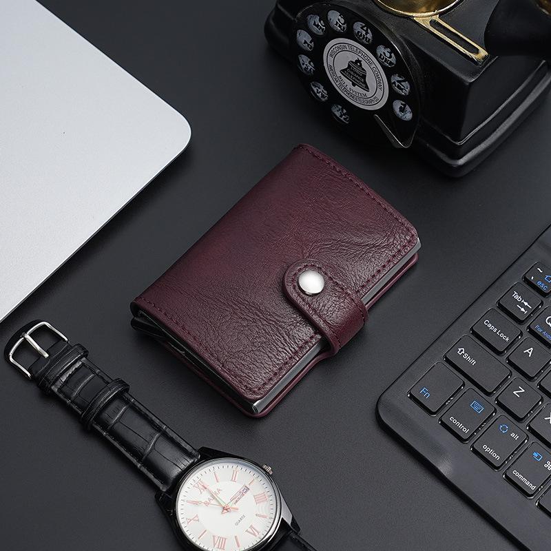 Supply Dollar Clip Card Holder, New PU Wallet Aluminum Alloy Automatic Elastic Card Bag