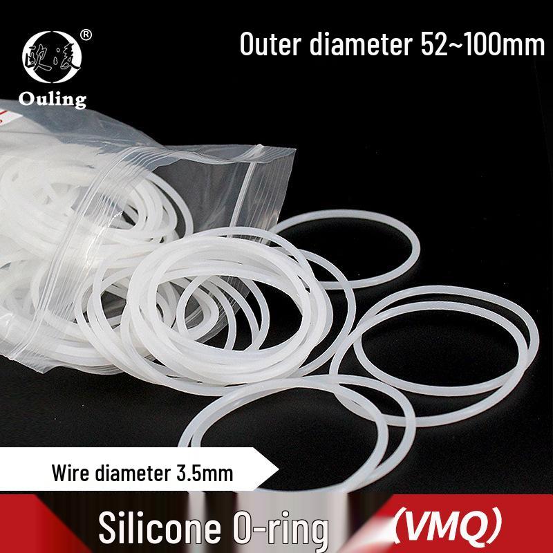White Silicone O-Ring, Temperature Resistant, Sizes: 52-100mm Outer Diameter, 3.5mm Thickness 52*3.5mm (1 piece) White Silicone O-ring